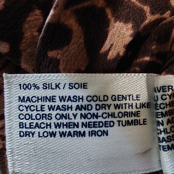 Gap 100% Silk Fitted Wrap Brown Blouse, Size Small - Picture 3 of 4